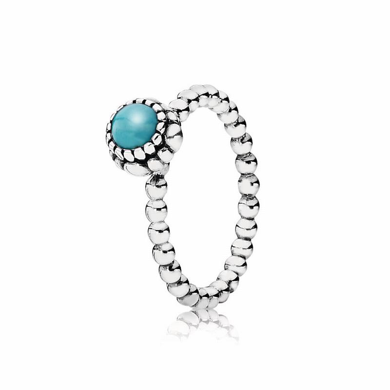 Pandora Birthday Blooms Ring December Ireland - Sterling Silver/Blue/Turquoise - 479826ZXG